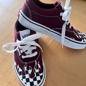 Vans 13Y Maroon Checker Flame Sneaker NWOT